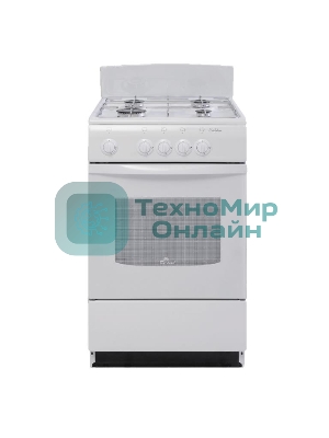 Плита газовая De Luxe 5040.38Г (Щ) белый, конфорок 4 шт, духовка 43 л, 50 см x 85 см x 50 см