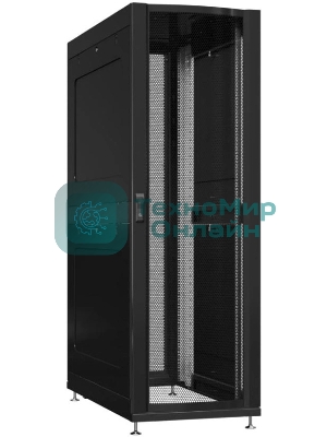 Шкаф серверный Powercom PSR4286-10201-BL напольный 42U 600x800мм пер.дв.перфор. задн.дв.перфор.2-хст. 800кг черный 100кг 2000мм IP20 сталь