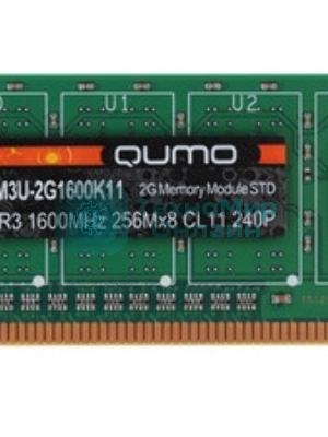 Оперативная память Qumo, DDR3L, 2GB (1x2GB), 1600MHz, CL11, DIMM