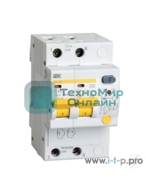 Выключатель автоматический дифференциального тока 2п C 32А 30мА тип A 4.5кА АД-12М IEK MAD12-2-032-C-030