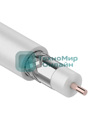 Кабель коаксиальный магистральный Rexant RG-11U, 75 Ом, CCS/Al/Al, 83%, бухта 305 м, белый