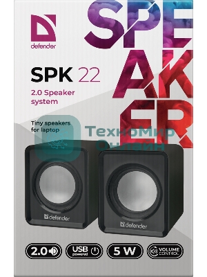 Акустическая система 2.0 Defender #1 SPK 22 черный, 5 Вт, питание от USB