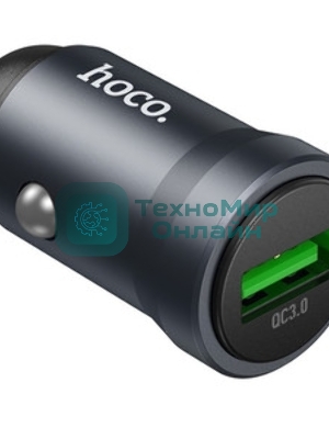Автомобильное зарядное устройство Hoco, 18Вт, USB, Z62, металлический серый, коробка
