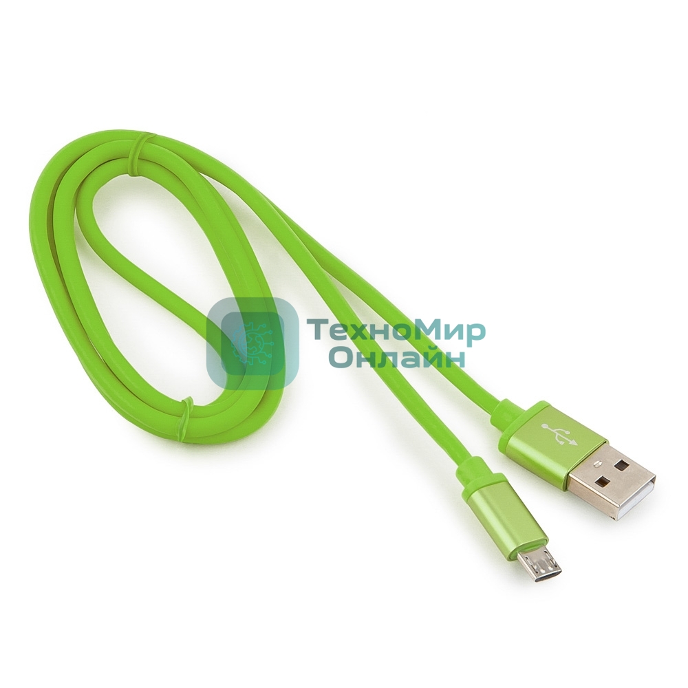Кабель USB2.0 Cablexpert CC-S-mUSB01Gn-1M, AM/microB, серия Silver, 1м, зеленый, блистер