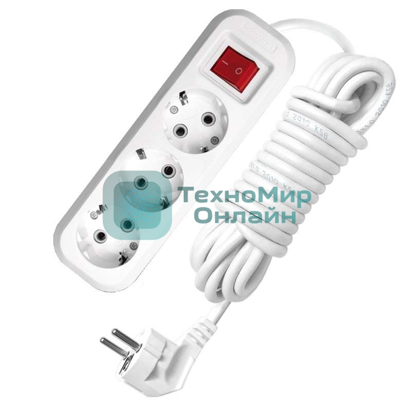 Удлинитель 3х3 м с заземл. 16А IP20 S-303 с выкл. ПВС 3х1 UNIVersal 9631986