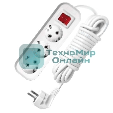 Удлинитель 3х3 м с заземл. 16А IP20 S-303 с выкл. ПВС 3х1 UNIVersal 9631986