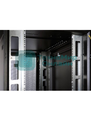 Шкаф серверный ПРОФ напольный 42U (800x1000) дверь перфор., задние двойные перфор., черный, в сборе