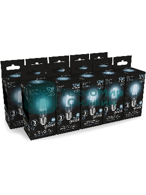 Лампа cветодиодная Gauss Filament А60 12W 1250lm 4100К Е27 LED 1/10/40