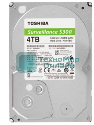 Жесткий диск Toshiba HDD SATA3 4Tb Surveillance S300 (SMR) 5400 256Mb (analog HDWT740UZSVA)