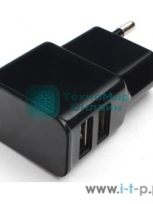 Сетевое зарядное устройство Cablexpert MP3A-PC-12 100/220V - 5V USB 2 порта, 2.1A, черный