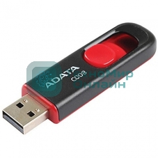 Флешка USB ADATA С008 (AC008-64G-RKD), 64Gb, USB 2.0, R/W 15/5, черный/красный