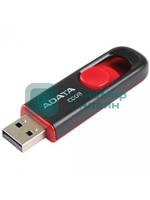 Флешка USB ADATA С008 (AC008-64G-RKD), 64Gb, USB 2.0, R/W 15/5, черный/красный