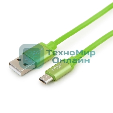 Кабель USB2.0 Cablexpert CC-S-mUSB01Gn-1M, AM/microB, серия Silver, 1м, зеленый, блистер