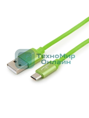Кабель USB2.0 Cablexpert CC-S-mUSB01Gn-1M, AM/microB, серия Silver, 1м, зеленый, блистер