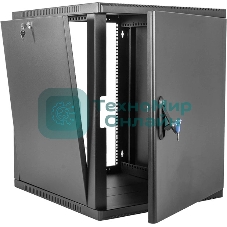 Шкаф коммутационный ЦМО (ШРН-6.350.1-9005) настенный 6U 600x350 мм пер. дв. металл 200 кг черный 300 мм 180 град.