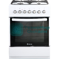 Плита Комбинированная De Luxe 606040.00гэ-001(кр) ЧР белый (стеклянная крышка) реш.чугун