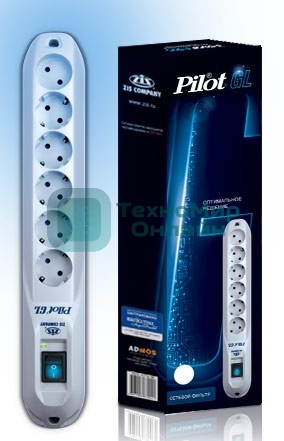 Сетевой фильтр Pilot GL 5 м, 6 розеток, белый, коробка