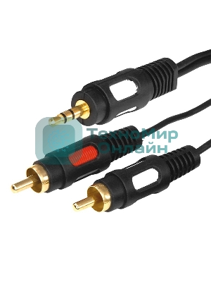 Шнур Rexant Стерео 3,5 мм - 2 RCA длина 1,5 метра (GOLD)