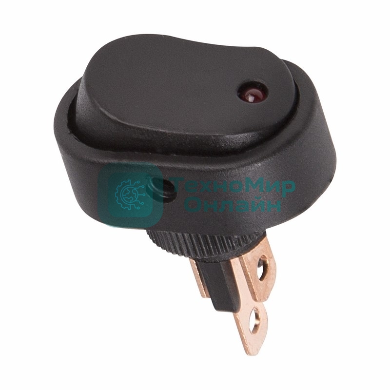 Выключатель клавишный Rexant 12V 20А (3с) ON-OFF черный ОВАЛ с красной LED подсветкой