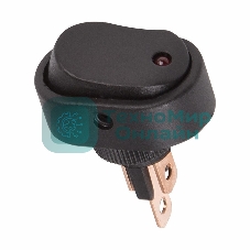 Выключатель клавишный Rexant 12V 20А (3с) ON-OFF черный ОВАЛ с красной LED подсветкой