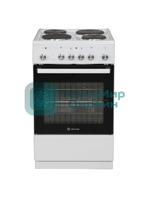 Плита электрическая De Luxe 5004.16Э белый, конфорок 4 шт, духовка 46 л, 50 см x 85 см x 50 см