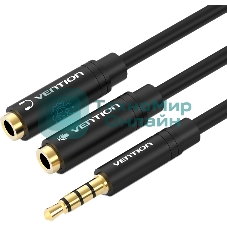 Переходник-разветвитель Vention гибкий Jack 3.5 мм M 4 pin/Jack 3.5 мм F x 2 - 0.3 м BBCBY