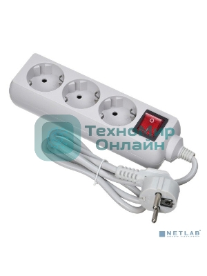 Сетевой фильтр Buro 300SL-1-G 1м, 3 розетки, серый (пакет ПЭ)