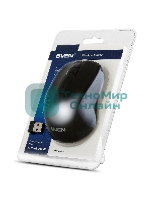Мышь беспроводная SVEN RX-270W черный, 1600 dpi, радиоканал, USB, кнопки - 4