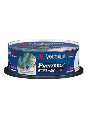 Диск CD-R Verbatim 700Mb 52x Cake Box (25шт) Printable (43439)