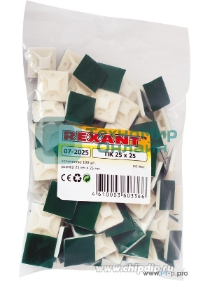 Площадка самоклеящаяся Rexant 25х25 мм, белая, упаковка 100 шт.