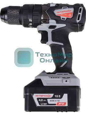 Дрель-шуруповерт ИНТЕРСКОЛ ДАУ-13/18В, 18 В, 4 Ач, 60 Нм, бесщеточный, ударный