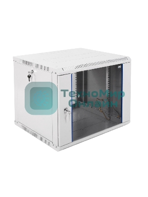 Шкаф телекоммуникационный настенный разборный 9U (600х520) дверь стекло, черный (ШРН-Э-9.500-9005)