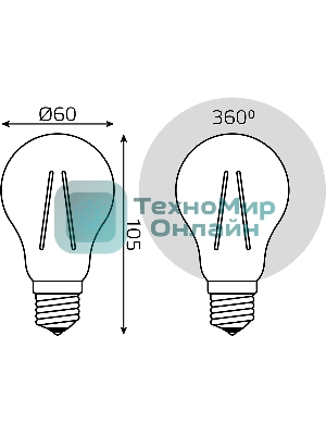 Лампа cветодиодная Gauss Filament А60 12W 1250lm 4100К Е27 LED 1/10/40