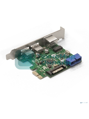 Контроллер ExeGate EX290278RUS EXE-362 PCI-E 2.0, 2*USB 3.0 ext + 1*USB 3.0 int + LAN UTP 1000Mbps, разъем доп.питания (OEM)