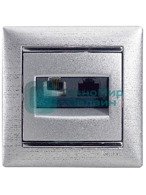 Valena Розетка двойная RJ45 кат.6е UTP + RJ11, алюм. Valena Розетка двойная RJ45 кат.6е UTP + RJ11, алюм.
