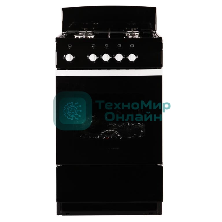 Плита газовая De Luxe 5040.38Г (Щ) черный, конфорок 4 шт, духовка 43 л, 50 см x 85 см x 50 см