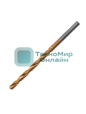 Сверло по металлу Matrix, 3,2 мм, HSS, нитридтитановое покрытие, цилиндрический хвостовик