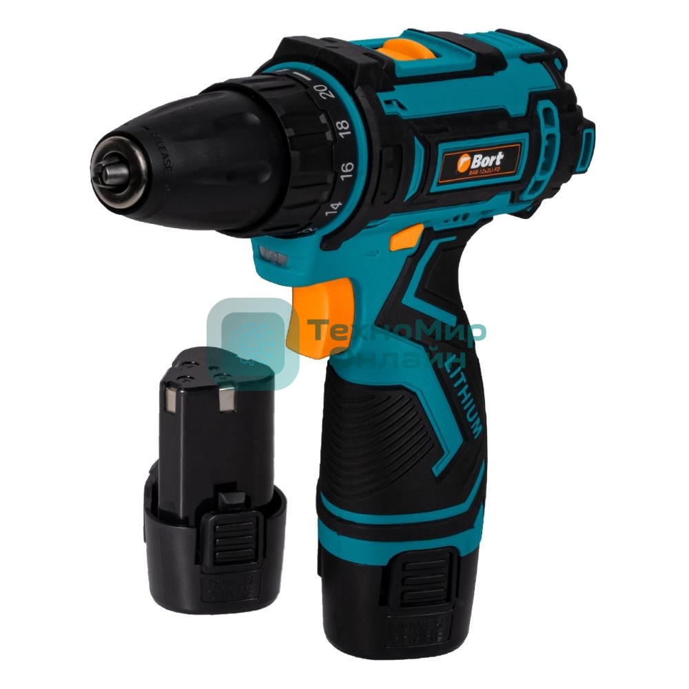 Дрель-шуруповерт Bort BAB-12x2Li-FD, 12 В, 1,5 Ач, 36 Нм, щеточный