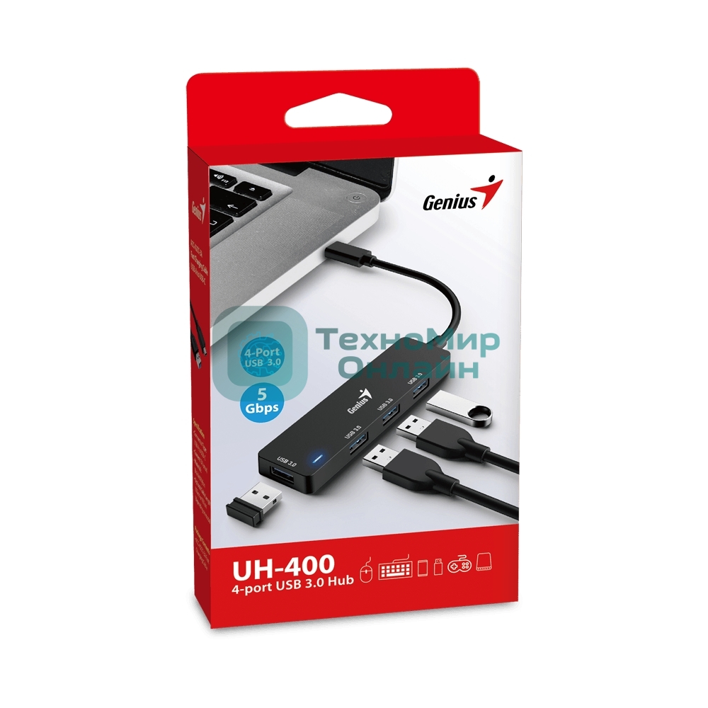USB-концентратор Genius HUB UH-400, Black