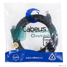 Шнур коммутационный Cabeus, Cat.5e, неэкр., U/UTP, RJ45/RJ45, PVC, AWG24, 5м, черный