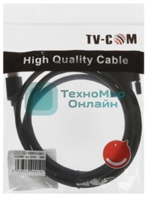 Кабель HDMI to DVI-D (19M -25M) 2м, TV-COM, 2 фильтра LCG135F-2M