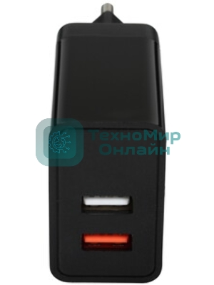 Автомобильное зарядное устройство Qumo Energy light (Charger 0034), 2USB, 2А, черный