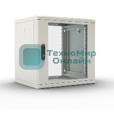 Шкаф настенный ЦМО ШРН-М-9.650 9U 600x650 мм пер. дв. стекл съемные бок. пан. 50 кг серый