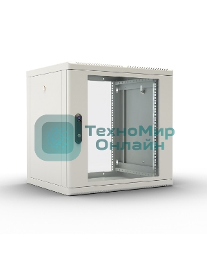 Шкаф настенный ЦМО ШРН-М-9.650 9U 600x650 мм пер. дв. стекл съемные бок. пан. 50 кг серый