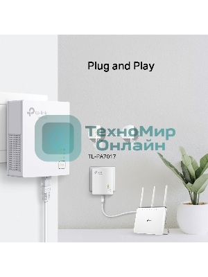 Сетевой адаптер TP-Link AV1000 Gigabit Powerline Starter KitSPEED: 1000 Mbps PowerlineSPEC: Broadcom CPU, HomePlug AV2, 1+1 Gigabit PortFEATURE: Plug and Play, tpPLC Utility, Pair for More SecurityKIT: 2× TL-PA7017