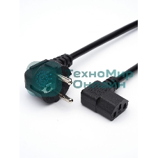 Кабель питания GoPower евровилка-C13 (f) 1.8м ПВХ угловой черный (1/125)