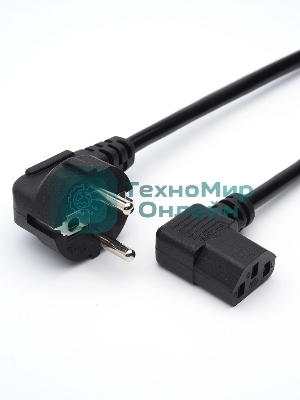 Кабель питания GoPower евровилка-C13 (f) 1.8м ПВХ угловой черный (1/125)