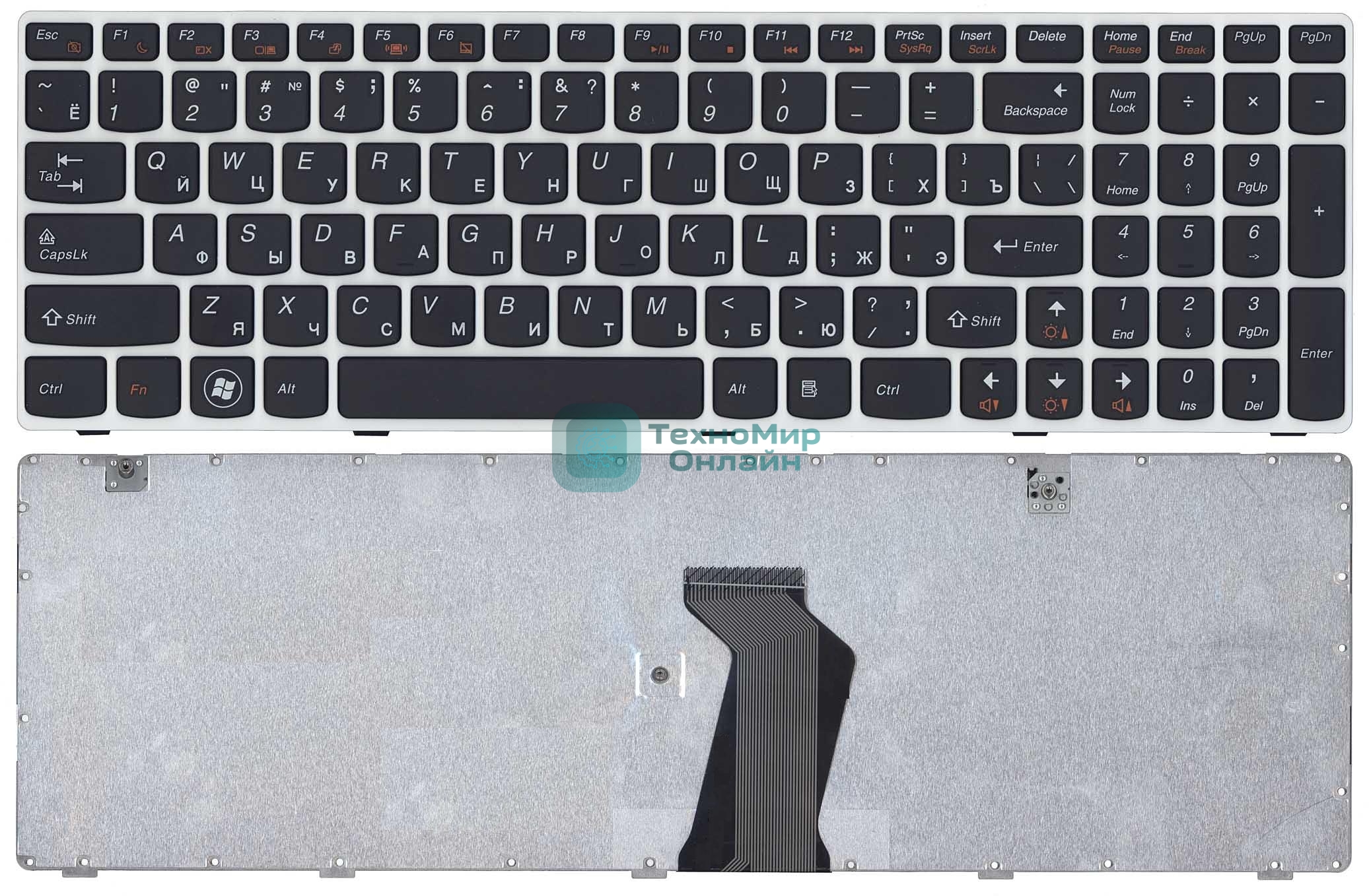 Клавиатура для ноутбука Lenovo Ideapad G580 G585 Z580 Z585 Z780 G780 черная с белой рамкой