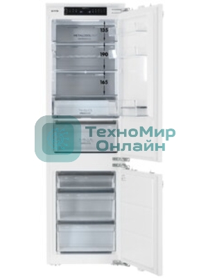 Встраиваемый холодильник Gorenje NRKI517E82WF, полезный объем 244 л, электронное управление, цифровой дисплей, автоматическое размораживание No Frost, быстрое замораживание, интенсивное охлаждение, зона свежести с контролем влажности, инверторный компрессор, энергоэффективность А+