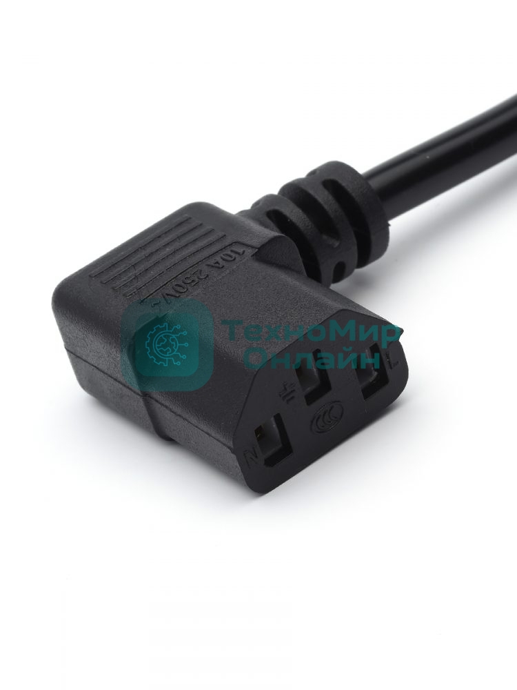 Кабель питания GoPower евровилка-C13 (f) 1.8м ПВХ угловой черный (1/125)